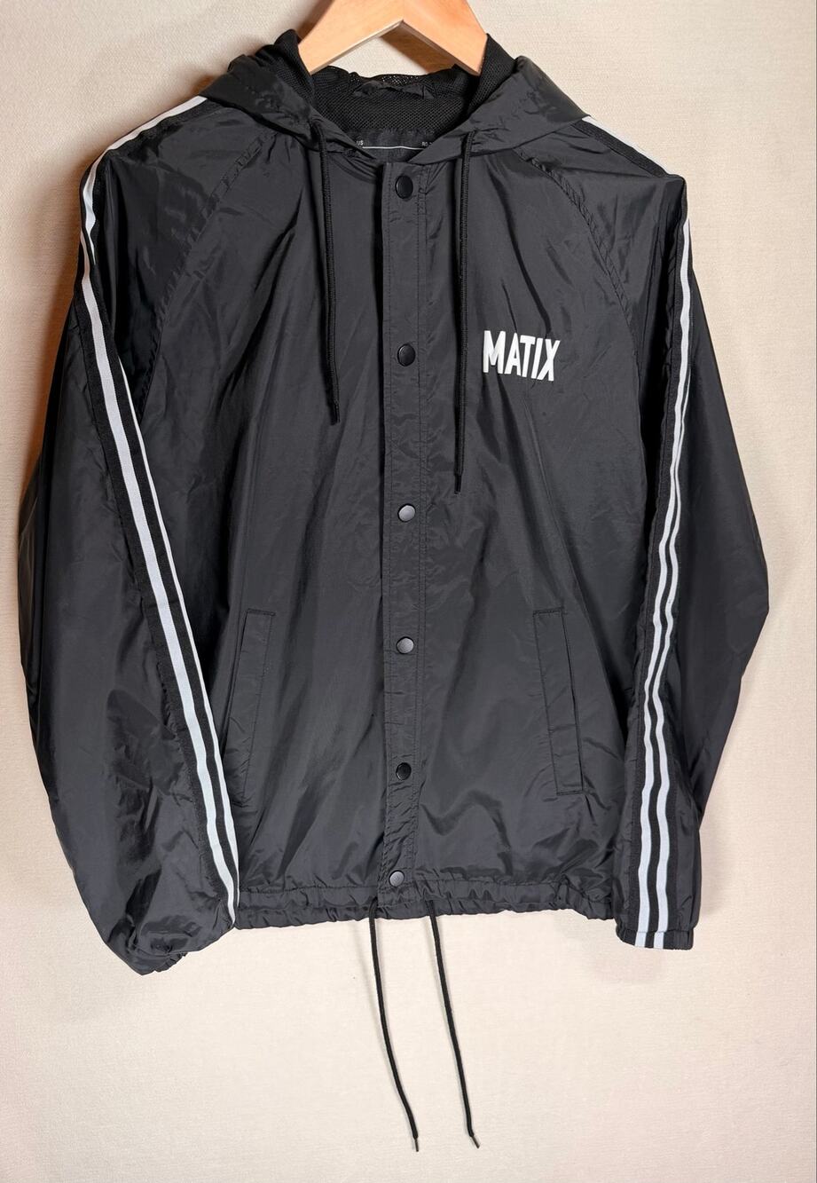 Matix Compton Surf Club Windbreaker Men’s Small Black Hooded Skate Jacket